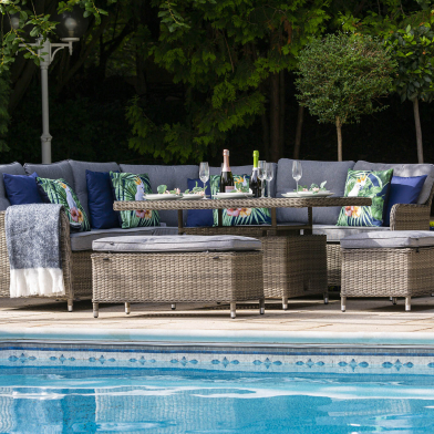 Milan Rattan Corner Garden Sofa Set