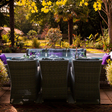 Seville Rattan Garden Fire Pit Table