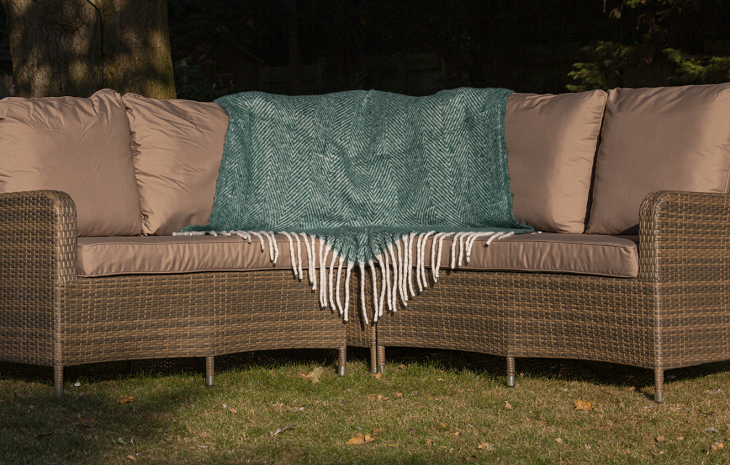 Green Herringbone Throw Blanket