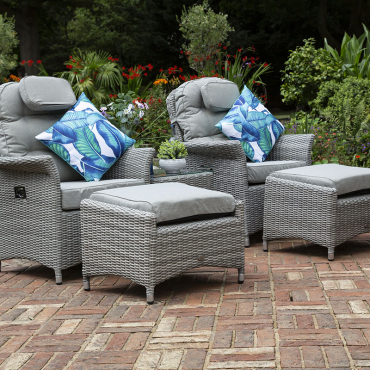 Flamingo Grey Rattan Reclining Lounger Set