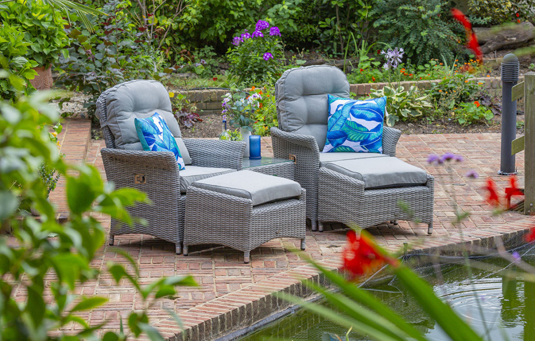 Flamingo Grey Rattan Reclining Lounger Set