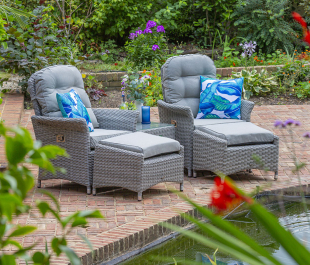 Flamingo Grey Rattan Reclining Lounger Set