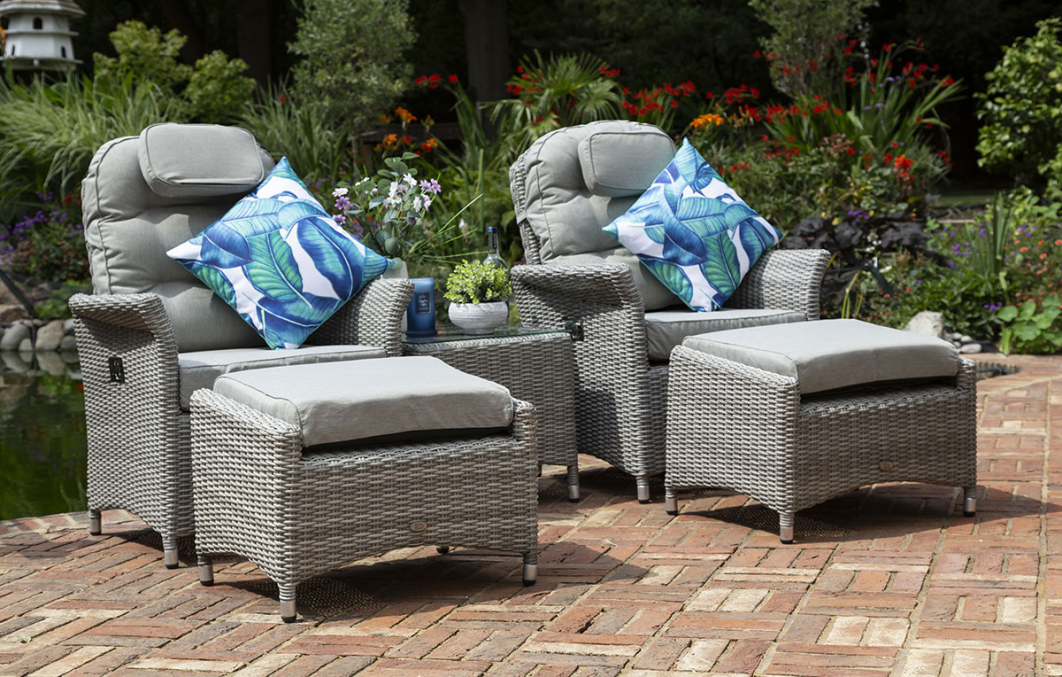 Flamingo Grey Rattan Reclining Lounger Set