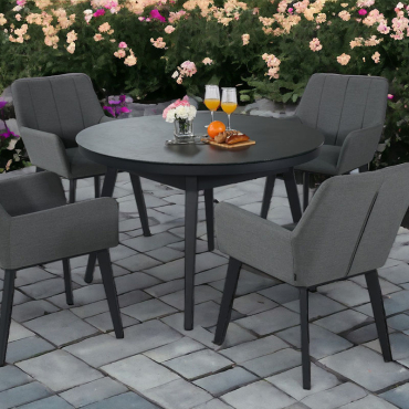 Andora Fabric 4 Garden Dining Chairs and Round Table Set