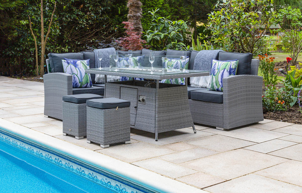 Sandringham KD High Dining Corner Fire Pit Set