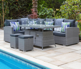 Sandringham KD High Dining Corner Fire Pit Set