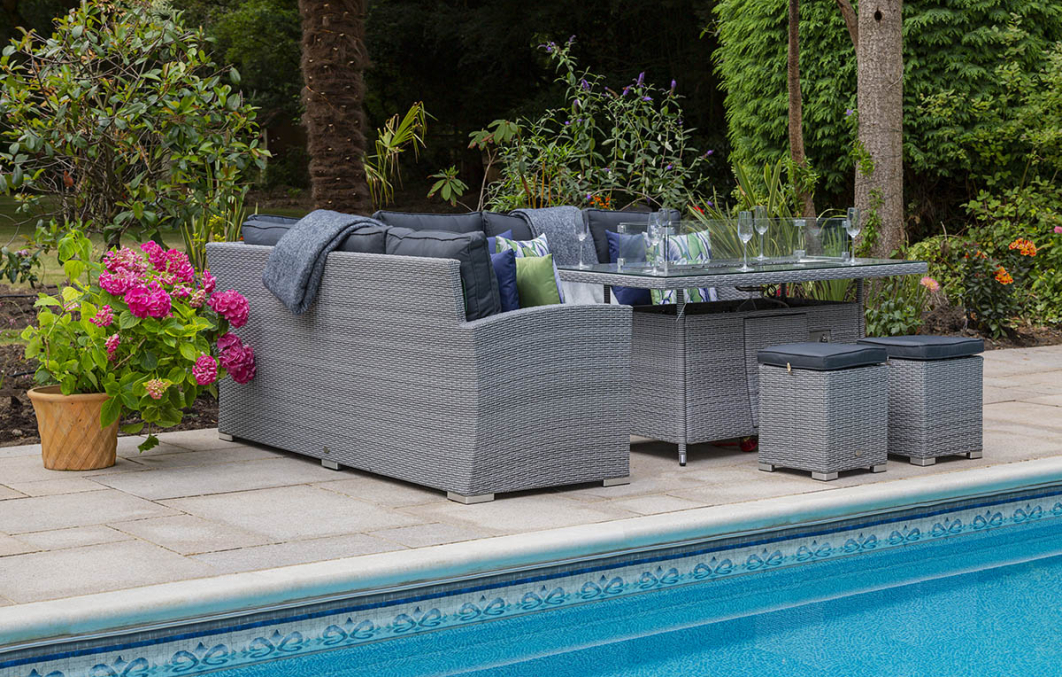 Sandringham KD High Dining Corner Fire Pit Set