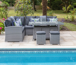 Sandringham KD High Dining Corner Fire Pit Set