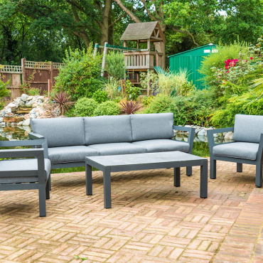 Aluminium 3 Seat Garden Sofa Lounging Set