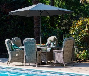 Flamingo 6 Recliner Chairs with Oval Table Lazy Susan