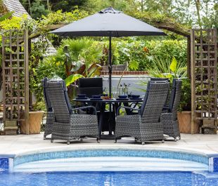 Marlowe Luxe 6 Seat Reclining Dining Set with Round Table