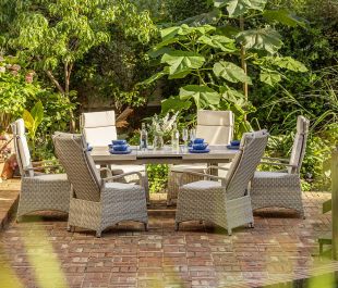 Marlowe Luxe 6 Seat Reclining Dining Set with Rectangular Extending Table