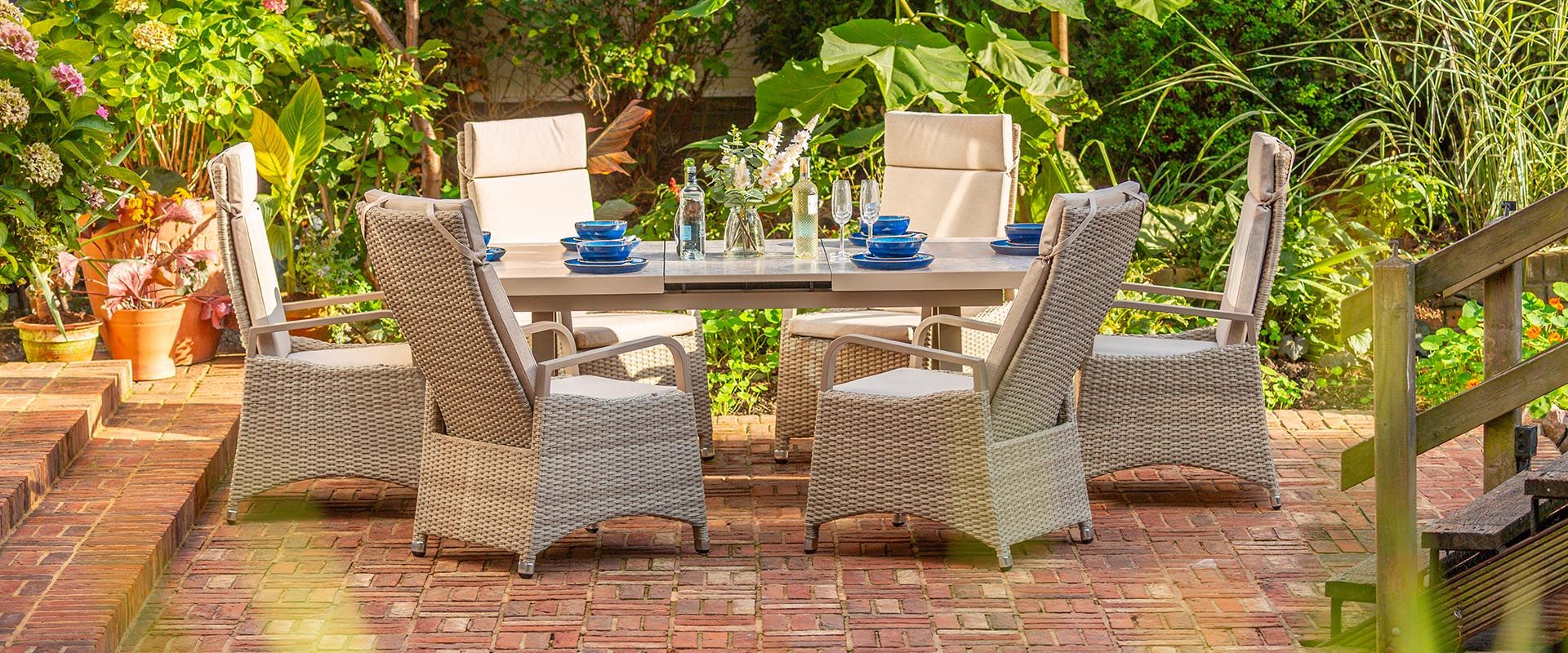 Marlowe Luxe 6 Seat Reclining Dining Set with Rectangular Extending Table