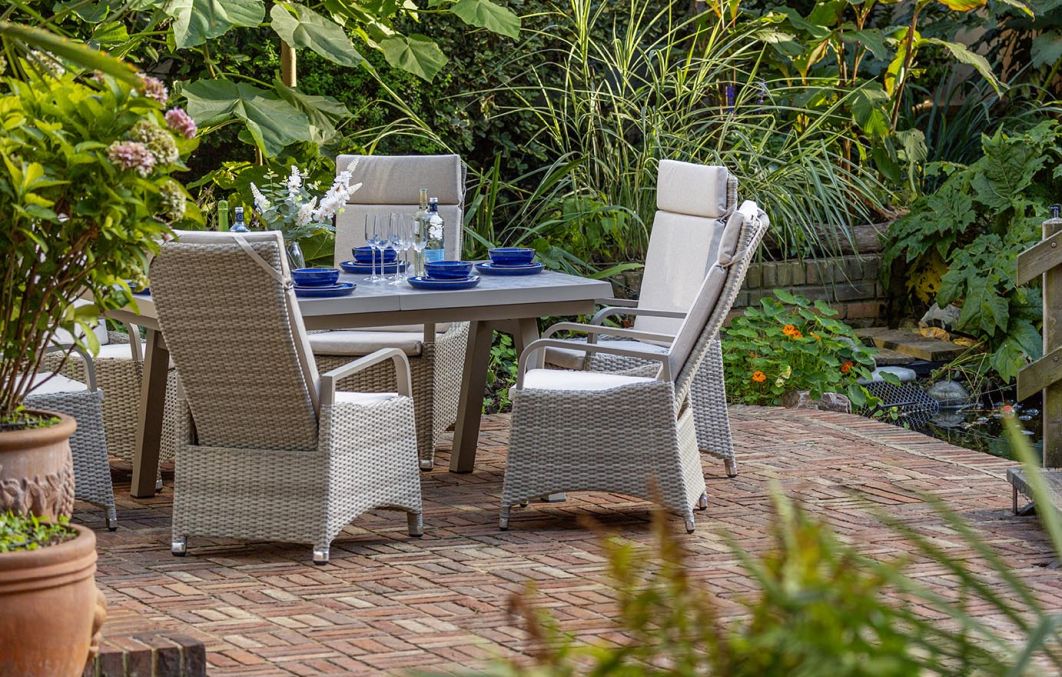 Marlowe Luxe 6 Seat Reclining Dining Set with Rectangular Extending Table