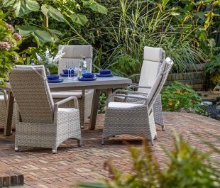 Marlowe Luxe 6 Seat Reclining Dining Set with Rectangular Extending Table