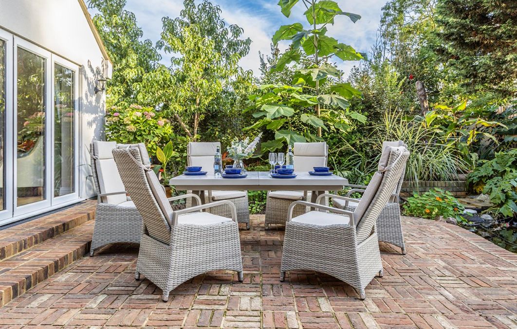 Marlowe Luxe 6 Seat Reclining Dining Set with Rectangular Extending Table