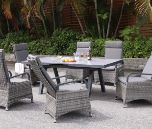 Marlowe Luxe 6 Seat Reclining Dining Set with Rectangular Extending Table