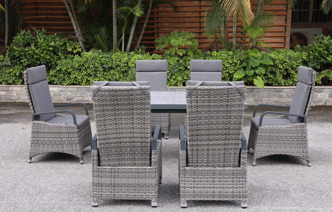 Marlowe Luxe 6 Seat Reclining Dining Set with Rectangular Extending Table