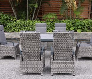 Marlowe Luxe 6 Seat Reclining Dining Set with Rectangular Extending Table