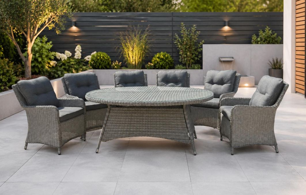 Verona 6 Seat Dining Set with 120cm x 175cm Oval Dining Table