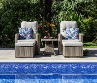 Savannah Deluxe Reclining Lounge Set 2 Chairs 2 Footstools Table