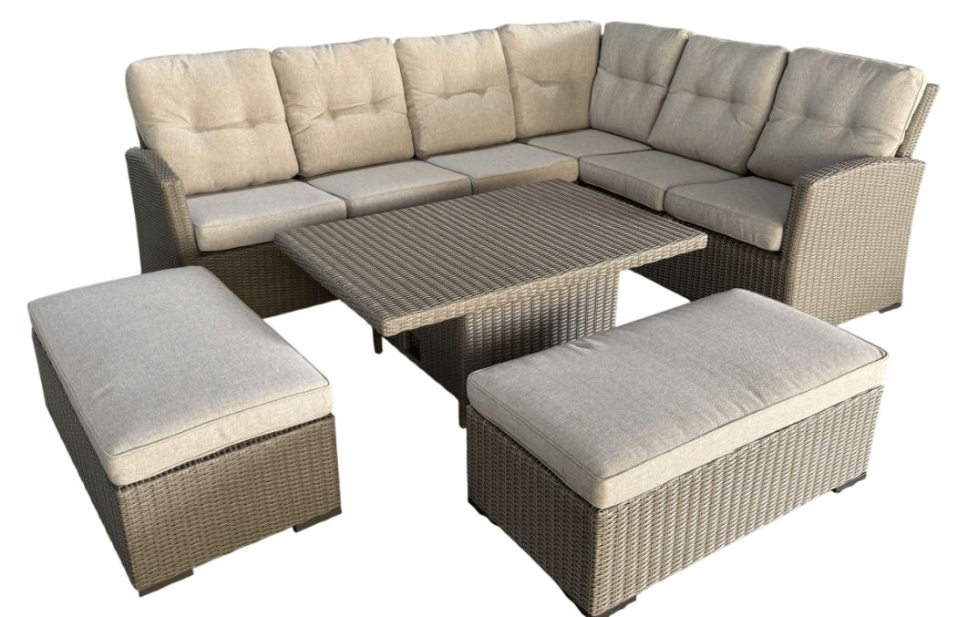 Savannah Large Corner with Height Adjustable Table & 2 Stools