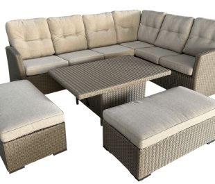 Savannah Large Corner with Height Adjustable Table & 2 Stools