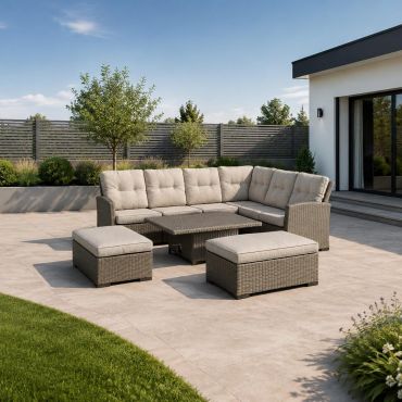 Savannah Large Corner with Height Adjustable Table & 2 Stools