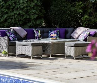 Valencia Large Corner with Height Adjustable Table & 2 Stools