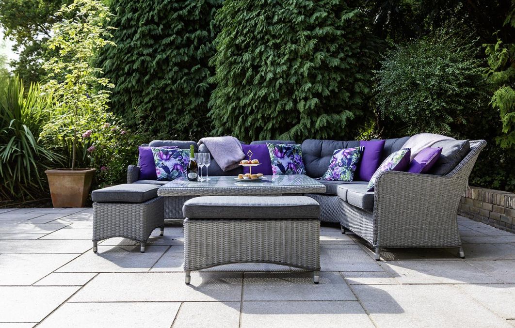 Valencia Large Corner with Height Adjustable Table & 2 Stools