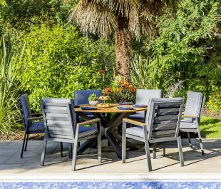 Knightsbridge 6 Seat Dining Set with 140cm Teak Table