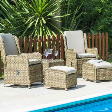 Seville High Back Reclining Chairs With Footstools Stools