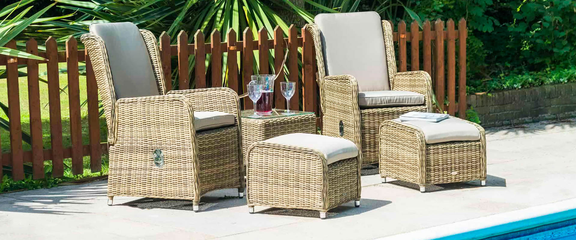 Seville High Back Reclining Chairs With Footstools Stools