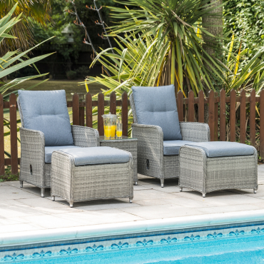 Milan 2 Seat Lounger Set with footstools and Table