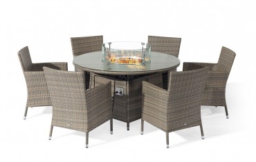 Sandringham 6 Seat Round Dining Set with Fire Pit Table