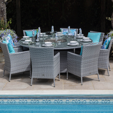 Sandringham 8 Seat Round Dining Set with Fire Pit Table
