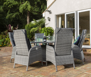 Sandringham Fire Pit Set 6 Recliner Round Table