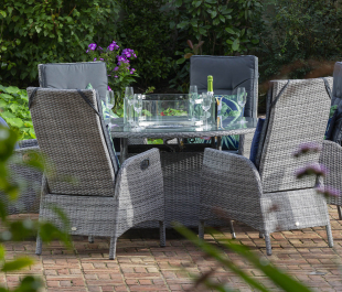 Sandringham Fire Pit Set 6 Recliner Round Table