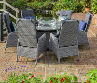 Sandringham Fire Pit Set 6 Recliner Round Table