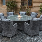 Seville 6 Seater Round Fire Pit Table Set