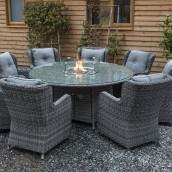 Sandringham Fire Pit Set 6 Recliner Round Table