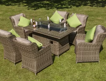 Seville 6 Seater Rectangular Fire Pit Table Set