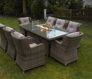 Seville 8 Seater Rectangular Fire Pit Table Set