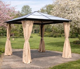 Aspen Gazebo Polycarbonate Roof With Curtains