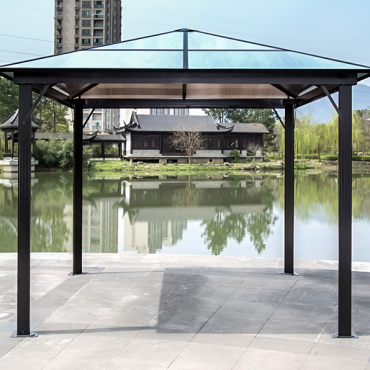 Aspen Gazebo Polycarbonate Roof With Curtains