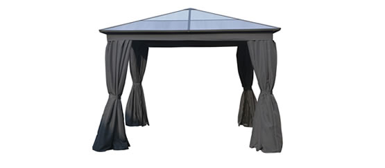 Aspen Gazebo Polycarbonate Roof With Curtains