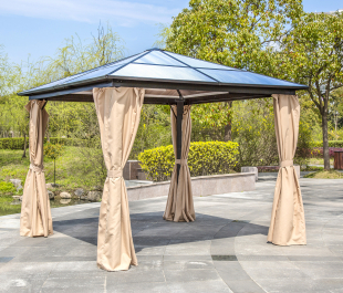 Aspen Gazebo Polycarbonate Roof With Curtains