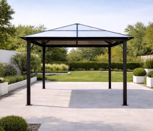 Aspen Gazebo Polycarbonate Roof With Curtains