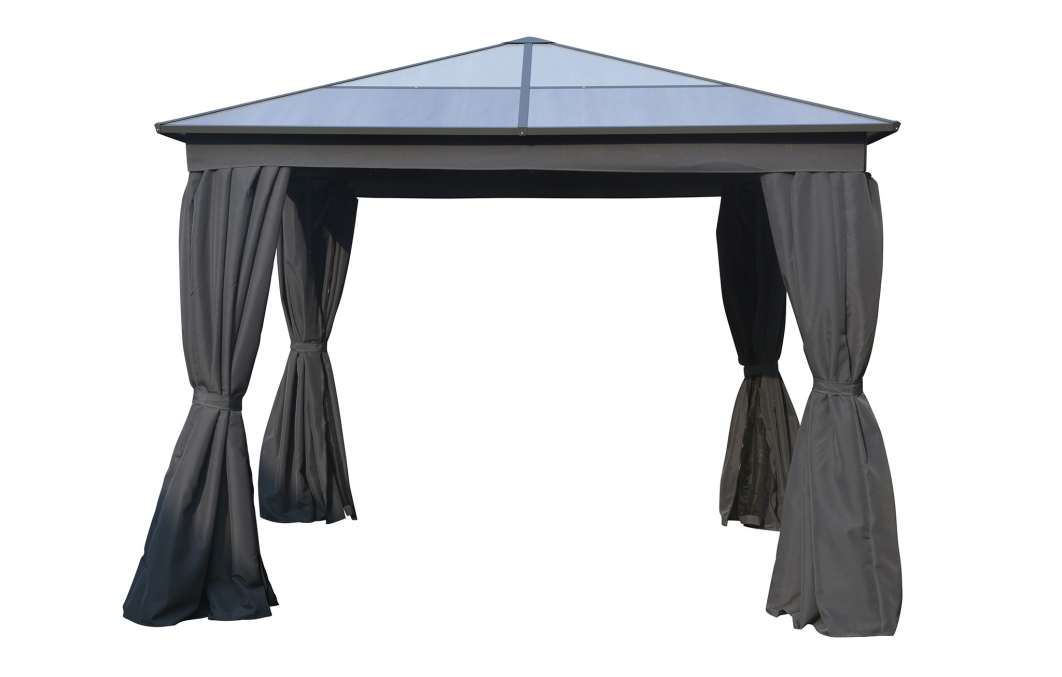 Aspen Gazebo Polycarbonate Roof With Curtains