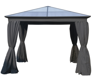 Aspen Gazebo Polycarbonate Roof With Curtains